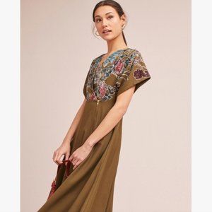 Anthro Hemant & Nandita Candida Velvet Floral Dress - 6